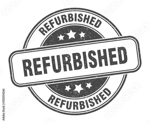 refurbished stamp. refurbished label. round grunge sign