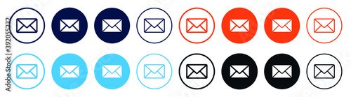 envelope icon, mail icon, email message symbol in filled, thin line, outline and stroke style for apps and website