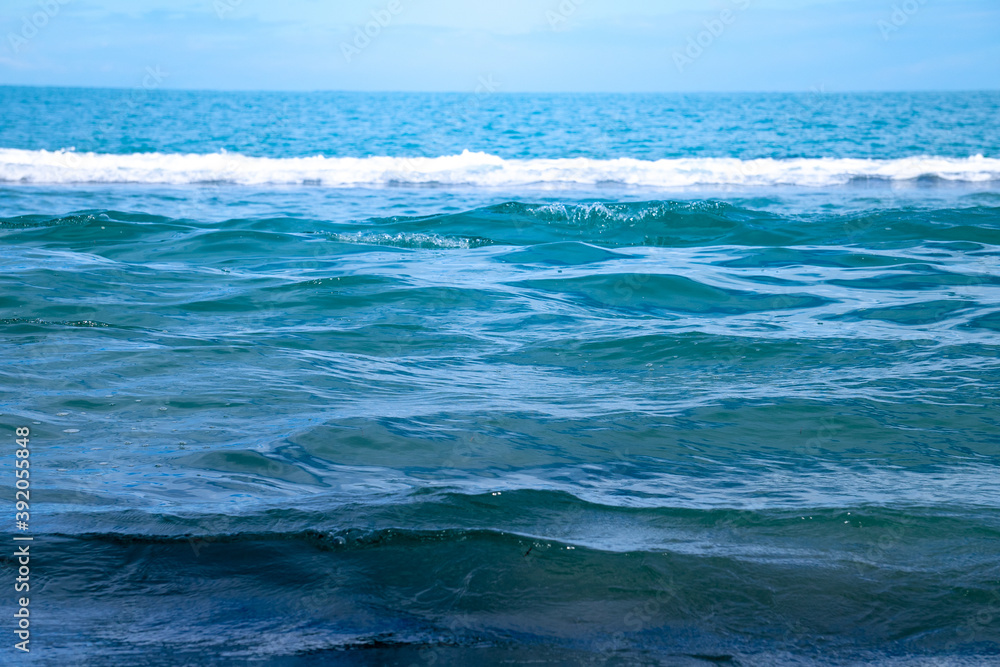 Fototapeta premium ocean water wave background. beautiful blue water surface.