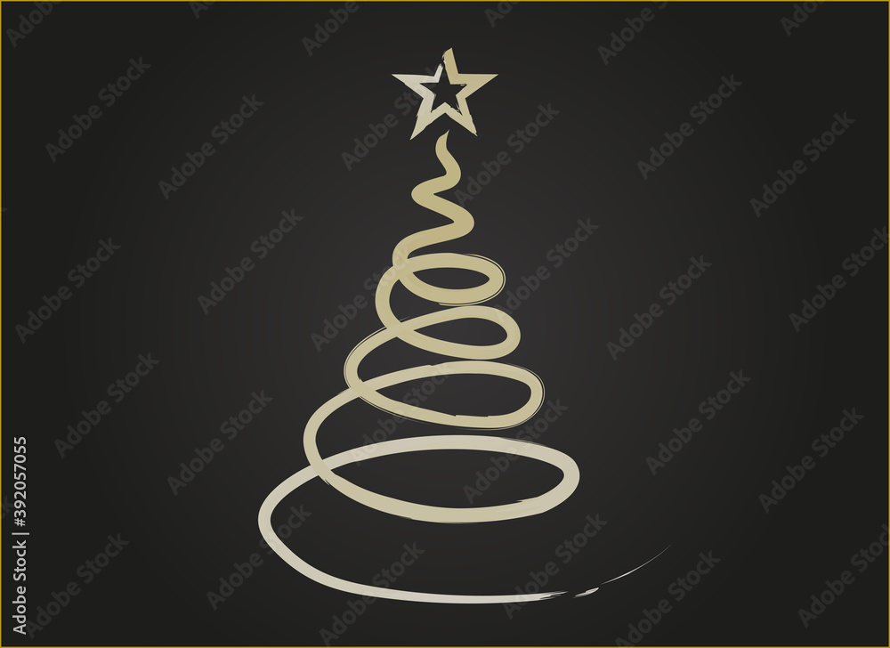 Postal de navidad negra con pino de navidad dorado. Postal de navidad negra con pino de navidad dorado.