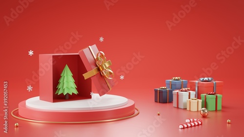 Εκτύπωση καμβά 3D render Christmas and New Year's Day Open gift box