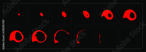 Liquid animation effect. Blood circle sprites sheet for games, cartoon or animation and motion design.