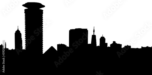 silhouette of the iconic Nairobi city skyscraper the K.I.C.C in the heart of  the central business district