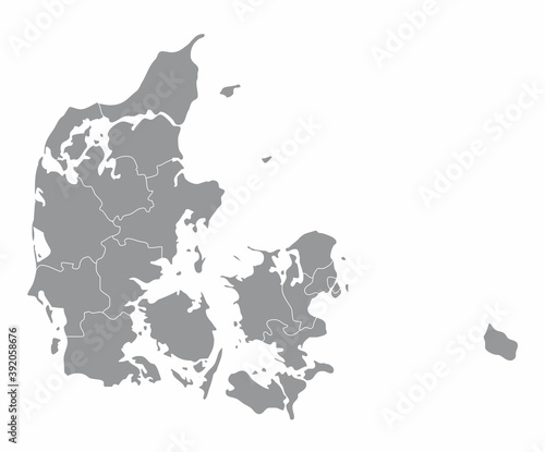 The Denmark isolated map divided in provinces