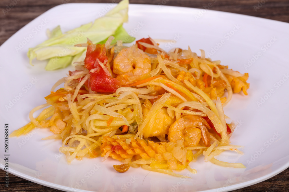 Thai salad with papaya and prawn Thai salad with papaya and prawn