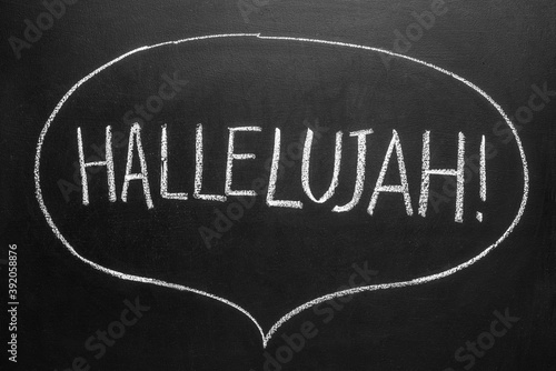 Fototapeta hallelujah concept word on a blackboard background