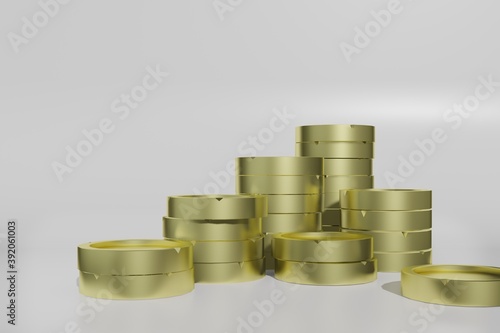 3d rendering of golden coins for increasing growth economic./Wealth economic saving concept
