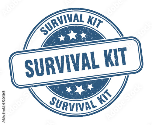 survival kit stamp. survival kit label. round grunge sign