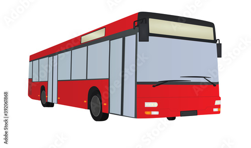 Red city bus. vector illustration