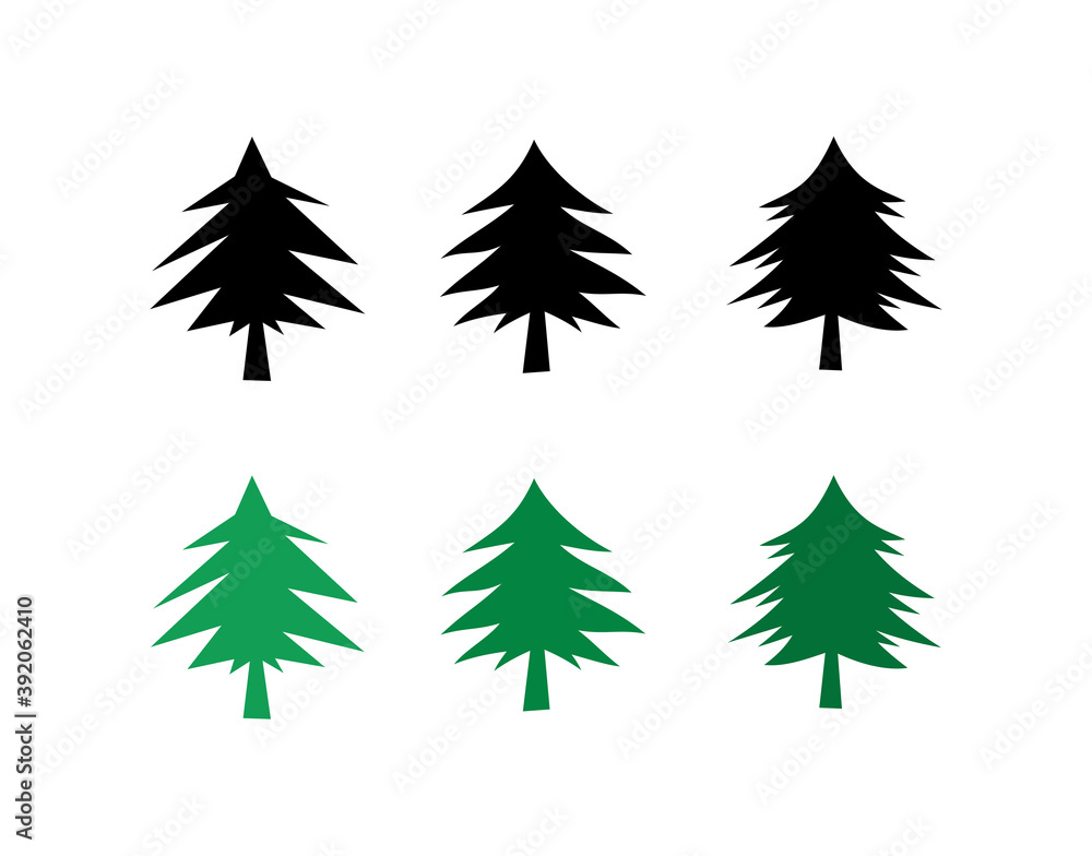 Fototapeta premium silhouettes pine tree vector graphics. hand drawing.