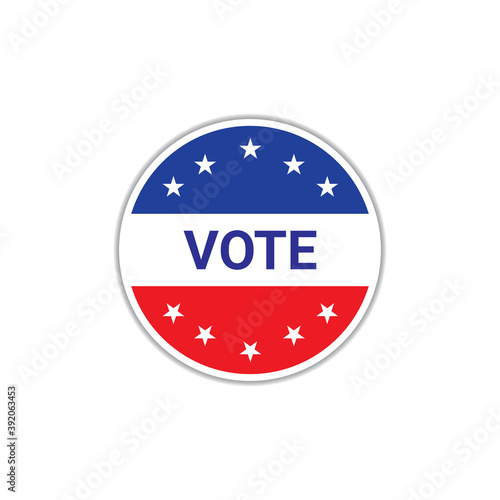 United States of America Presidential Election Button. Vote, election, democracy. Useful for web site, banner, greeting cards, apps and social media posts.
