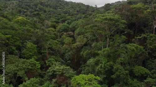 Aerial view of Fonte Grande State Park. Video recorded in Vitoria, Espirito Santo, in 2020.
