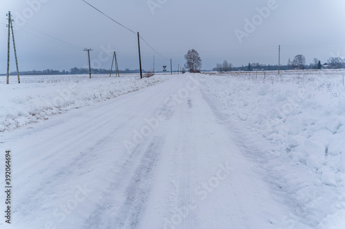 Cloudy Winter Day in Countryside - Road Leading Forward © Reinholds
