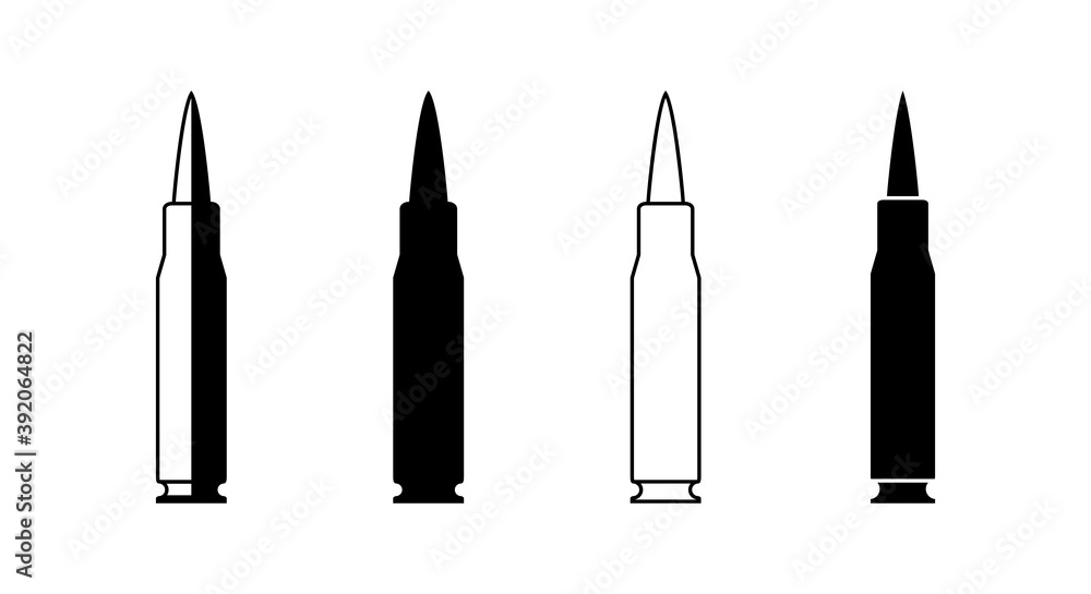 Bullets Icon Vector Black Silhouette and Outline Isolated on White Bullets Icon Vector Black Silhouette and Outline Isolated on White