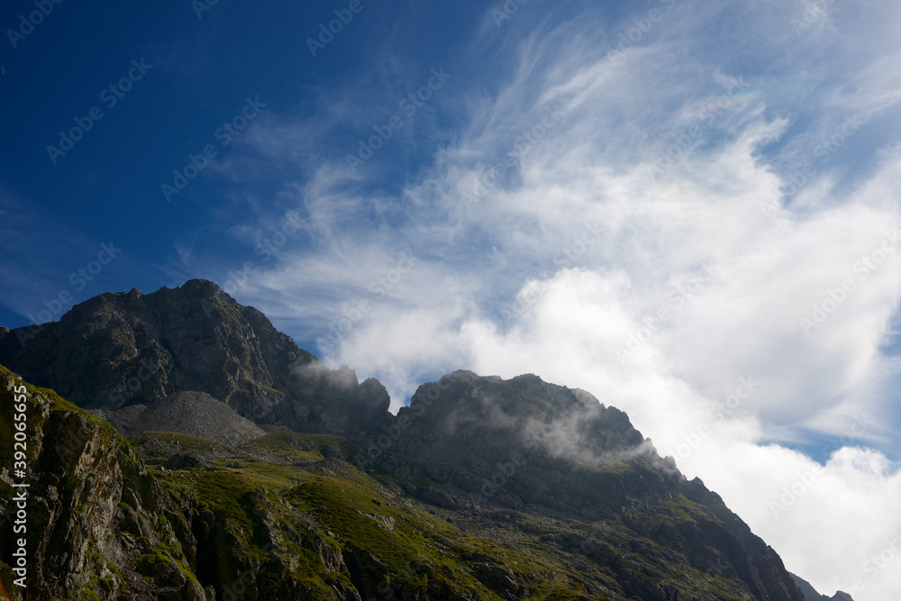 Silhouette of a rocky ridge in Ossau Valley, Pyrenees in France. Silhouette of a rocky ridge in Ossau Valley, Pyrenees in France.
