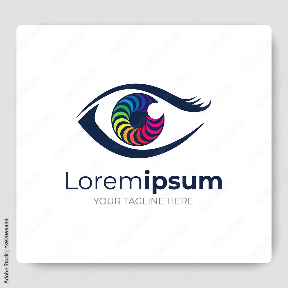 Fototapeta premium Eye Logo designs vector template. eye camera lens Colorful Logo