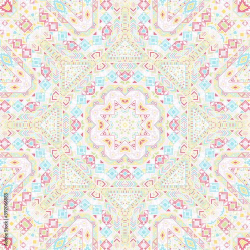 Urban seamless pattern with geometric elements composition. Ethnic asian design. Fabric print. Small elements texture. Vector collage ornament.