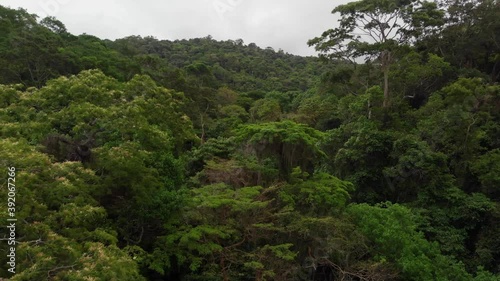 Aerial view of Fonte Grande State Park. Video recorded in Vitoria, Espirito Santo, in 2020.