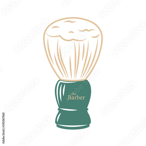 Cutout silhouette of a brush for applying soap foam on the face. Vector illustration.