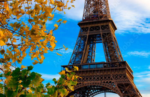 Obraz na płótnie The famous Eiffel Tower in autumn in Paris, France w salonie