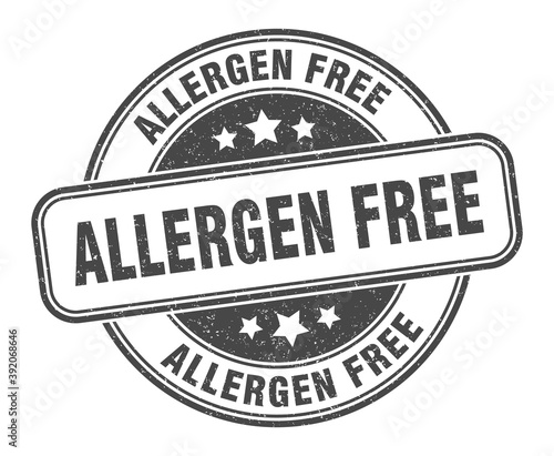 allergen free stamp. allergen free label. round grunge sign