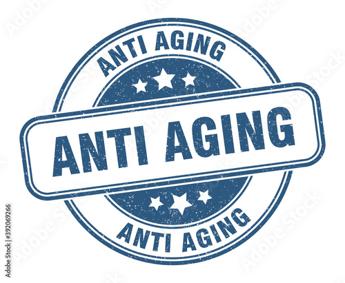 anti aging stamp. anti aging label. round grunge sign