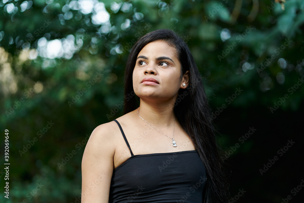 Young straight hair woman with serious look Young straight hair woman with serious look