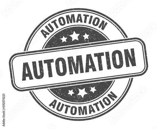 automation stamp. automation label. round grunge sign