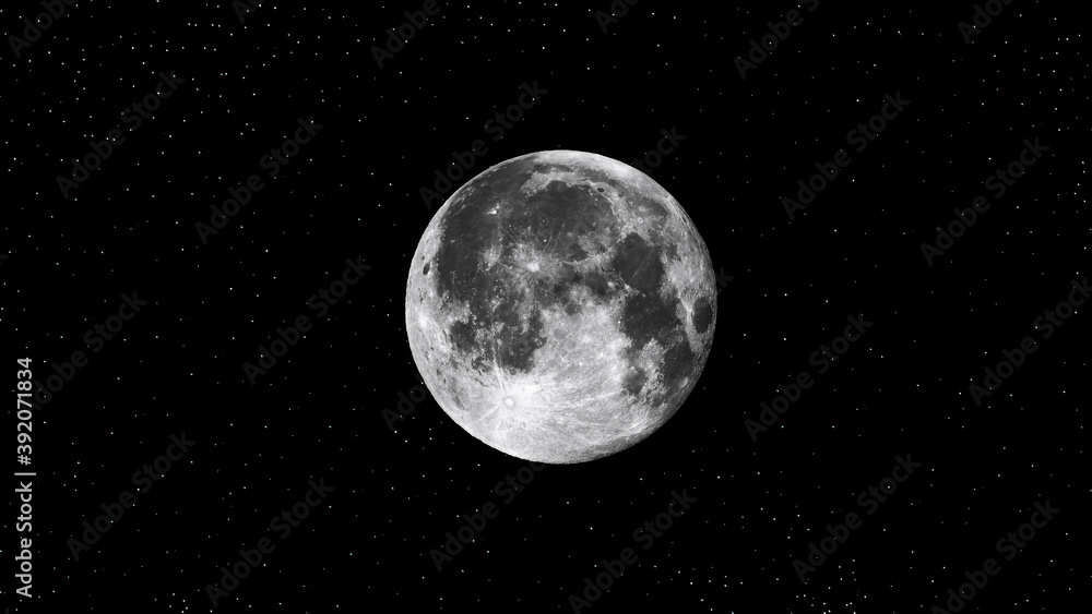 Naklejka premium full moon on black background.