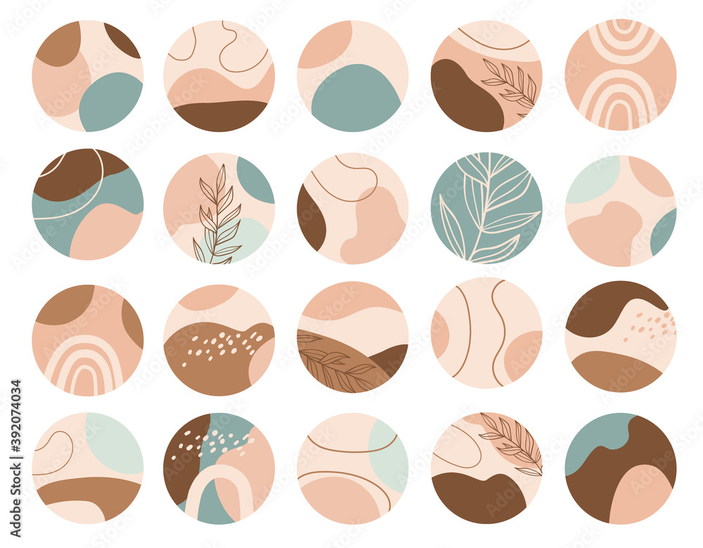 Set of Highlights cover icons. Round texture and floral icons for social media stories in pastel colours. Abstract backgrounds. Set of Highlights cover icons. Round texture and floral icons for social media stories in pastel colours. Abstract backgrounds.