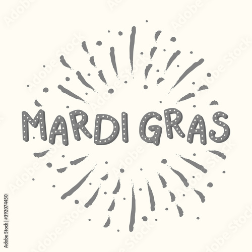 Mardi Gras lettering with colorful fireworks. Vector
