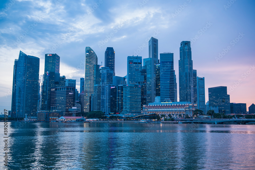 the skyline of Singapore from Marina Bay the skyline of Singapore from Marina Bay