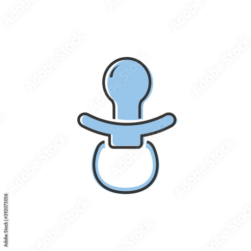 Baby pacifier, dummy, soother teether flat vector icon