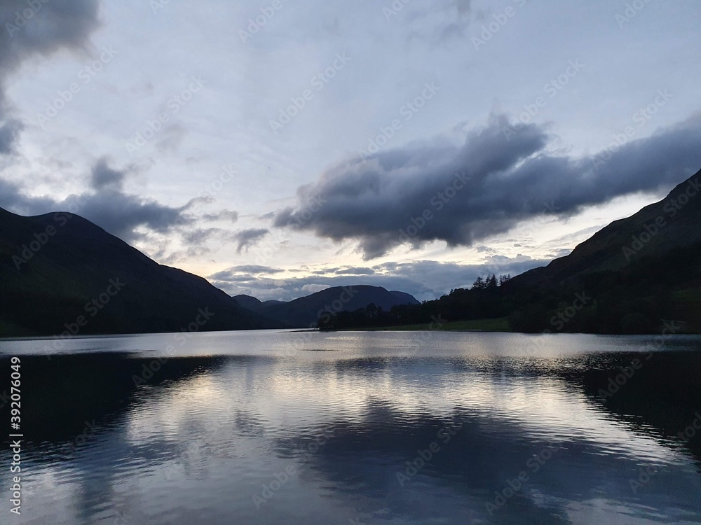 Sunset over buttermere lake, Lake district, Cumbria 
