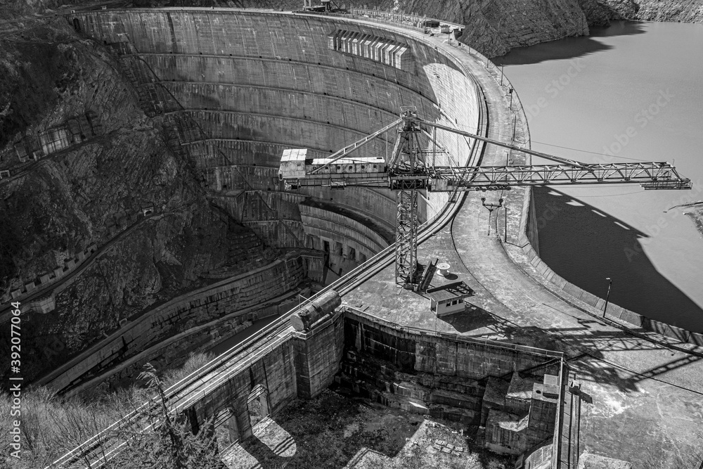Fototapeta premium Enguri hydroelectric dam on the Enguri River in Samegrelo Zemo Svaneti, Georgia.