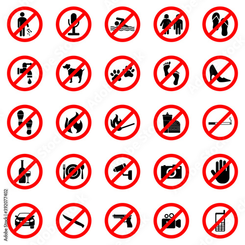 prohibition sign icon set vector symbol