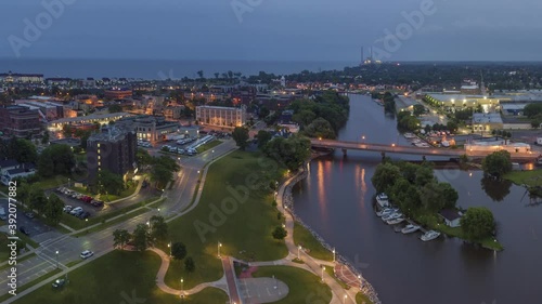 Aerial of Sheboygan River, Sheboygan, Wisconsin photo
