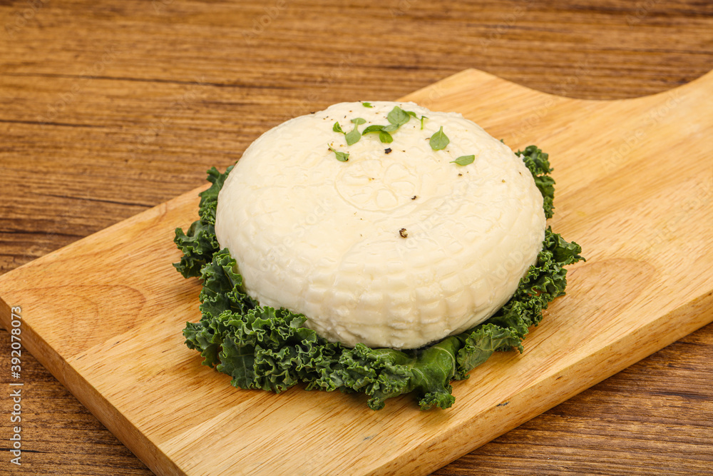 Caucasian suluguni round cheese piece Caucasian suluguni round cheese piece