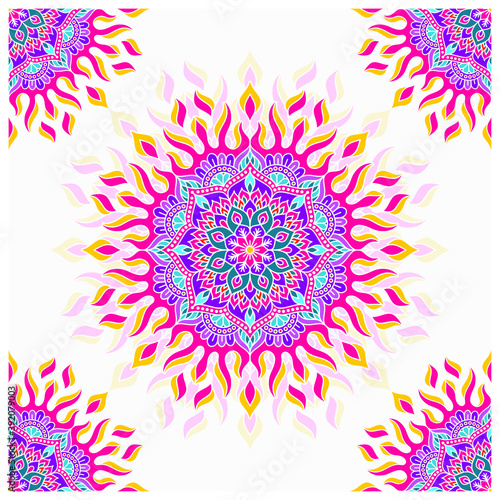 colorful mandala with brneo kalimantan ornament style (ID: 392079003)