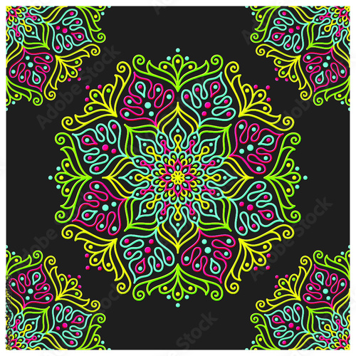 colorful mandala with brneo kalimantan ornament style (ID: 392079263)