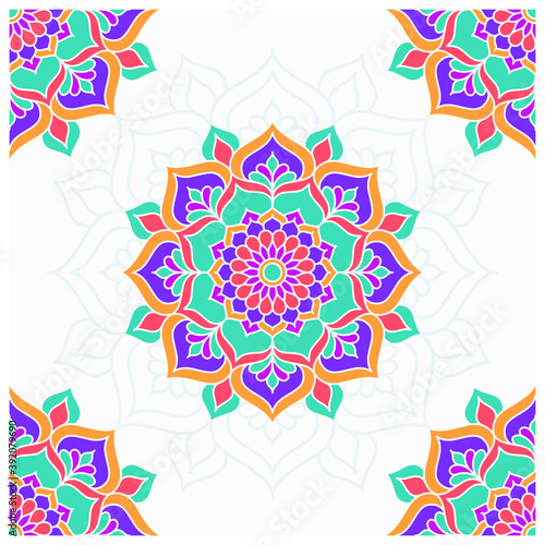 colorful mandala with brneo kalimantan ornament style (ID: 392079690)