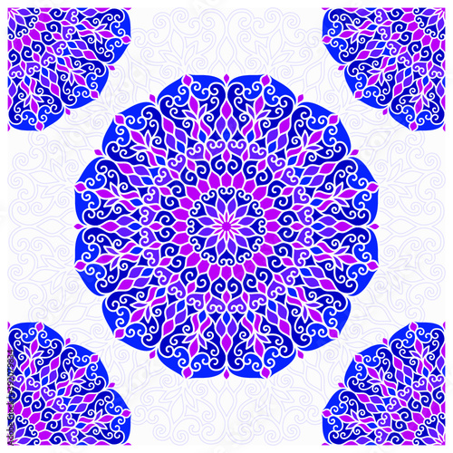 colorful mandala with brneo kalimantan ornament style (ID: 392079834)