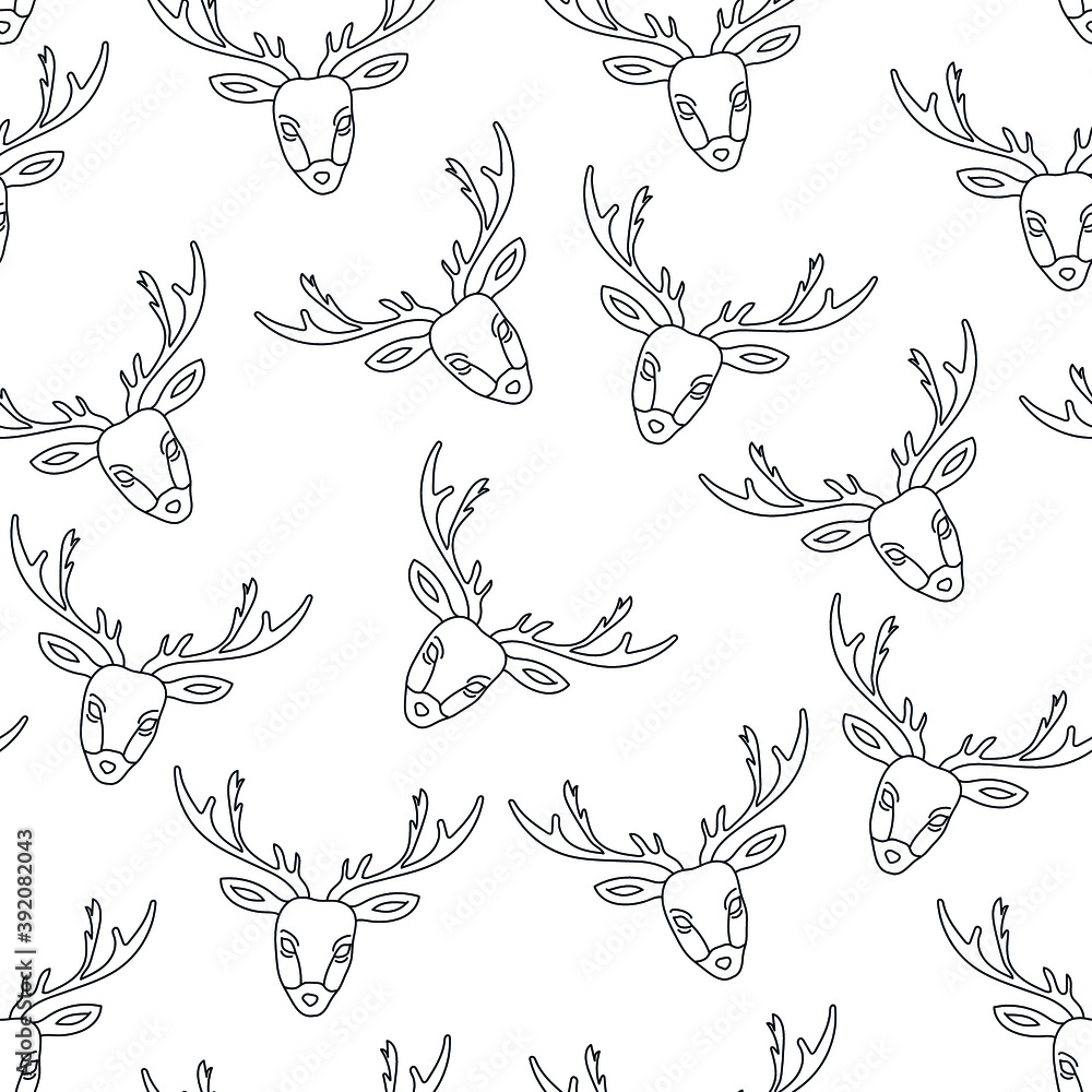 Reindeer head seamless pattern. Transparent background. Reindeer head seamless pattern. Transparent background.