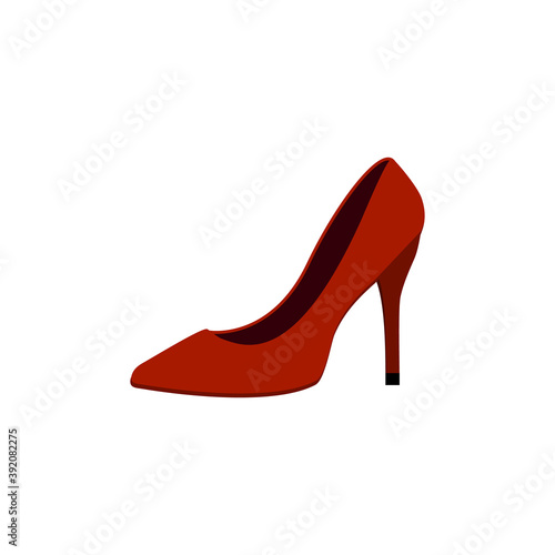 Monochrome vector illustration of a women's shoe, isolated on a white 
