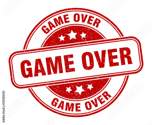 game over stamp. game over label. round grunge sign