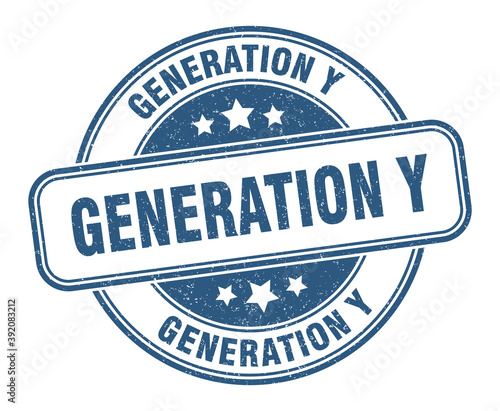 generation y stamp. generation y label. round grunge sign