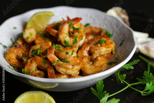 Delicious sauteed shrimp with mixed spicy