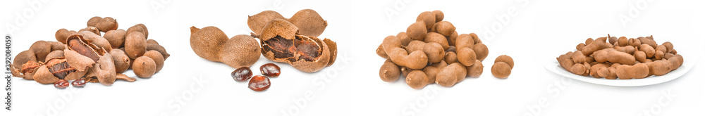 Set of Tamarind isolated on a white cutout Set of Tamarind isolated on a white cutout