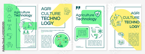 Agrotechnology brochure template. Electronic farm management. Flyer, booklet, leaflet print, cover design with linear icons. Vector layouts for magazines, annual reports, advertising posters