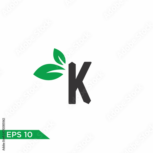 K font logo leaf vector logo template